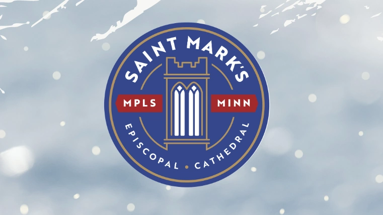 Logo against snowfall