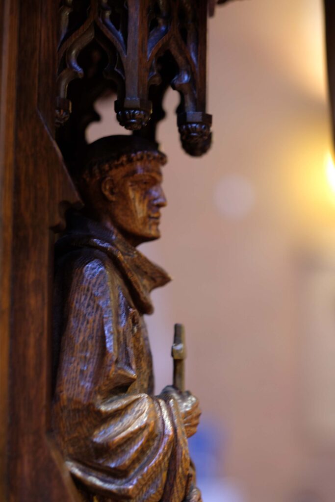 Wood carving of bishop