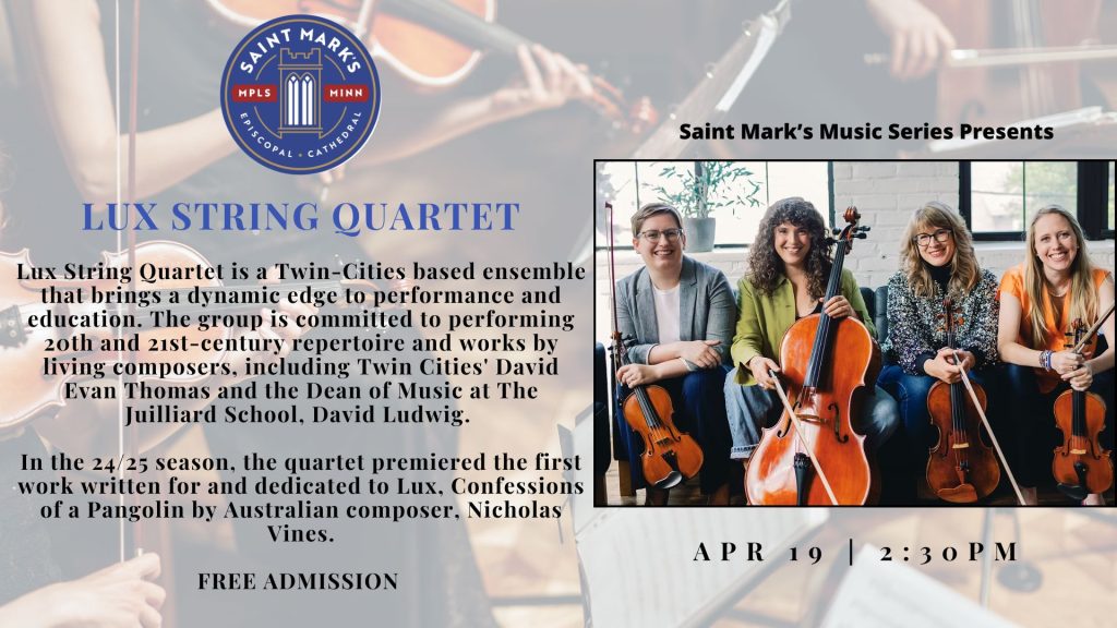 Music Series String Recital featuring Lux String Quartet