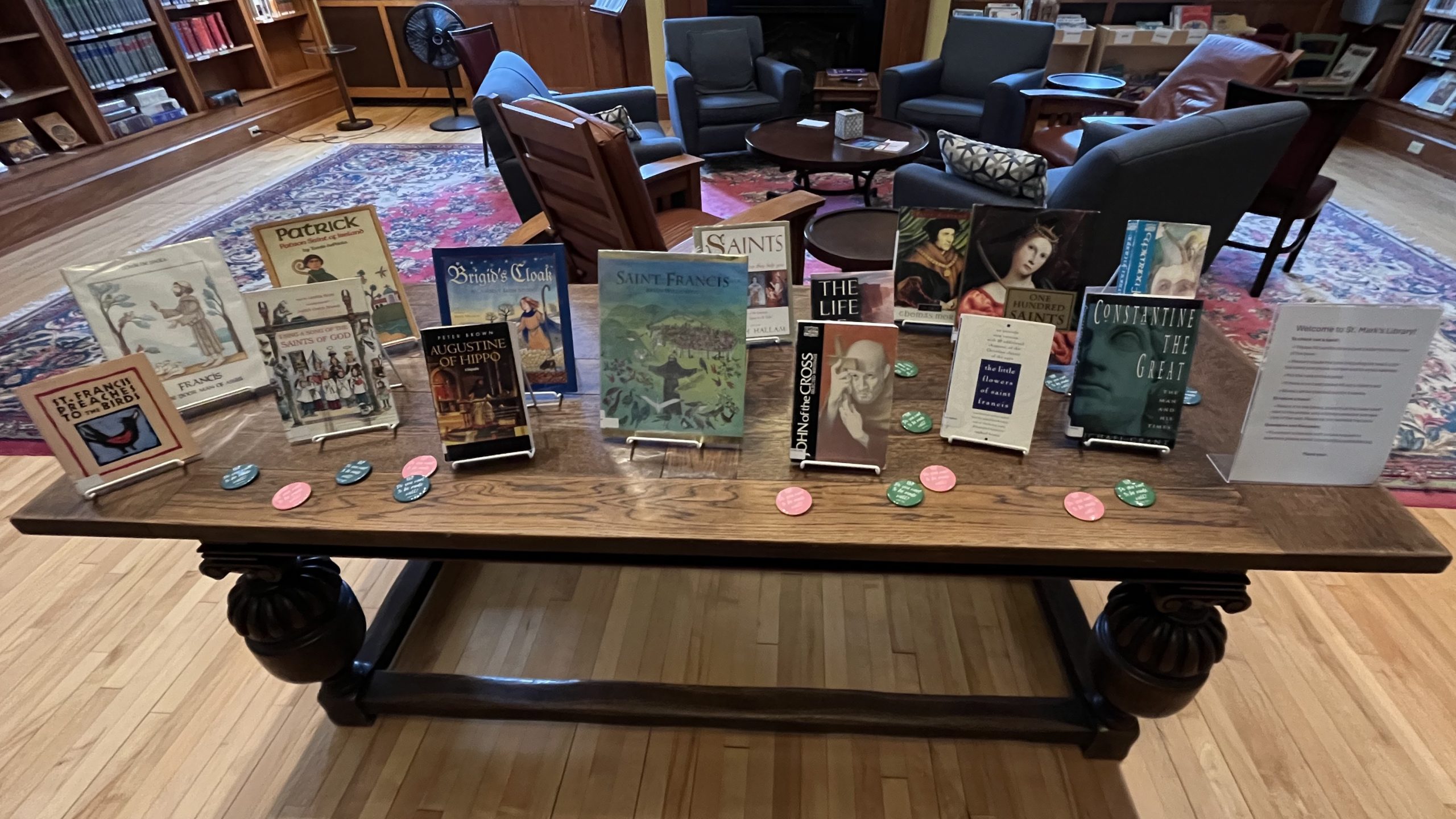 Books on library table