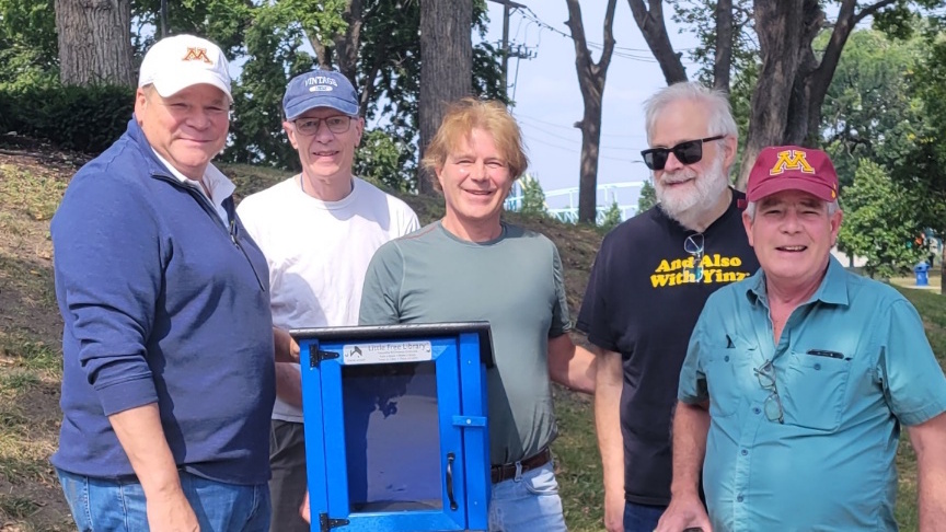 Men standing in front of Cathedral